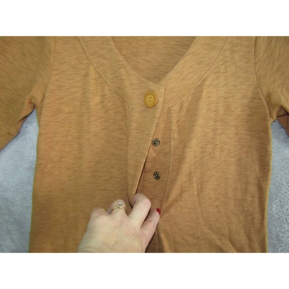 Territory Ahead Brown Button Neck Knit Dress Size Medium Cotton Rayon - Picture 3 of 10